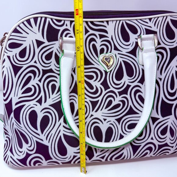 Diane von Fürstenberg Canvas Weekender Swirl Heart Print Navy/White Green Lining - Picture 13 of 15